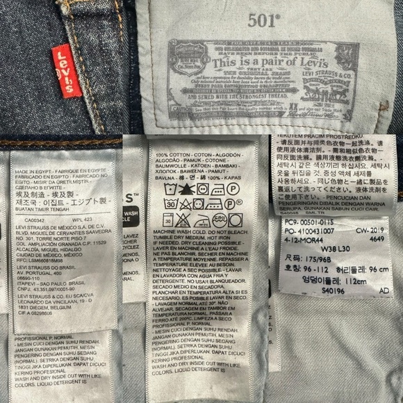 Levi's 501 Original Fit Rigid Denim Straight Leg Retro Blue Jeans 38 - Picture 4 of 16